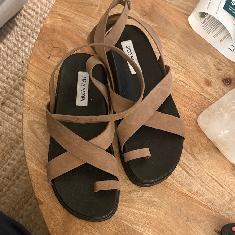 Steve Madden Brown Crisscross Sandals